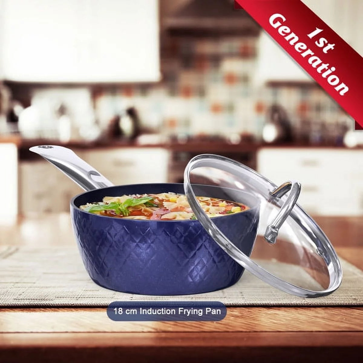 Fithood Frying Pan Set Non Stick 3 Pieces, Blue Diamond Cookware, Aluminum Ceramic Coating G219801