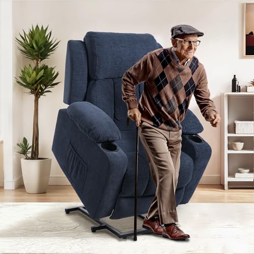 FLEXISPOT XL31 Power Lift Recliner Chair for Elderly, Electric Massage & Heat, PU Leather, Black C786106