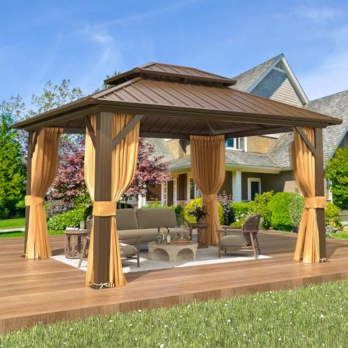 EROMMY 14'x20' Hardtop Gazebo Double Roof Galvanized Steel Outdoor Pavilion G3084