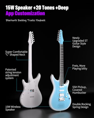 Enya Electric Guitar Inspire 39" Carbon Fiber with Wireless Speaker and Gig Bag Y562682