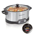 Hamilton Beach Programmable Slow Cooker, 6 Quart Capacity, Stovetop-Safe Sear and Cook Crock, Silver, 33662