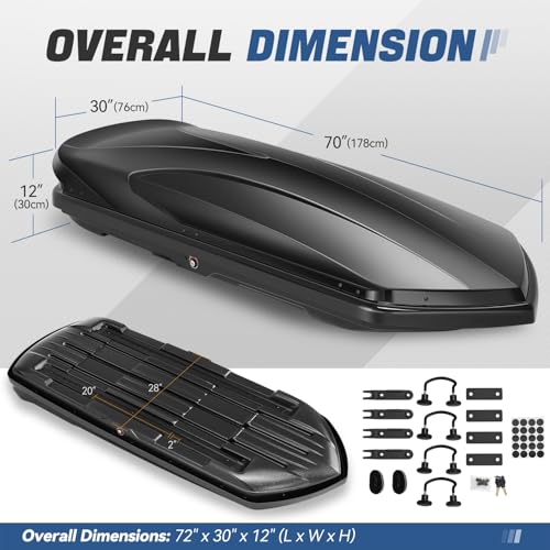 Auto Dynasty Hard Shell Roof Top Car Storage Cargo Carrier, Glossy Black L344