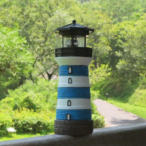 Solar Lighthouse Rotating Beacon LED Light for Yard Garden Nautical Decor K763308