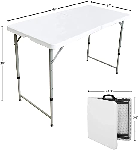 6ft Folding Table White Plastic Portable Indoor Outdoor K370