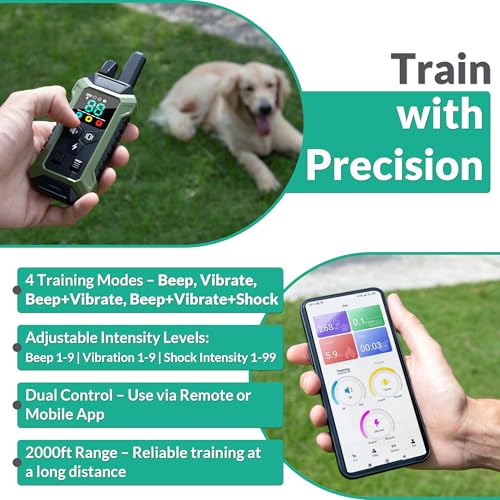 Wireless GPS Dog Fence System Collar with Remote and App Control, 4 Training Modes P961905