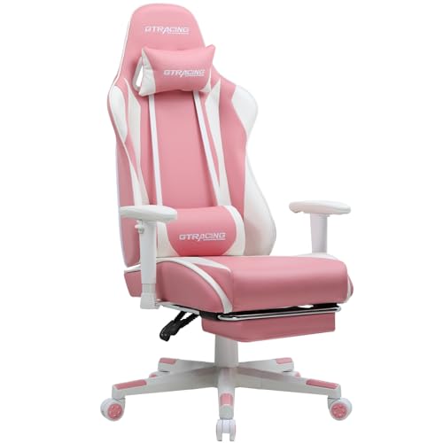 GTRACING Gaming Chair with Footrest, Ergonomic Reclining, Blue C551