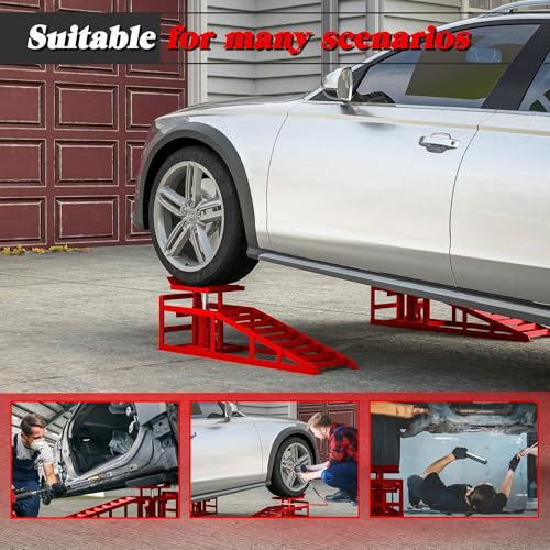 2 Pack Hydraulic Car Ramps 5T Low Profile Vehicle Lift Service Ramps U573399