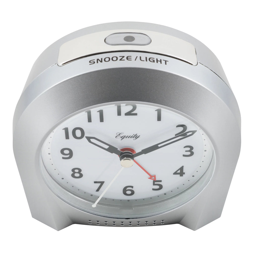 Equity by La Crosse Silver Silent Sweep Night Vision Alarm Tabletop Clock T3109