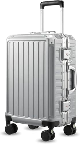 LUGGEX Aluminum Frame Carry On Luggage, 20 Inch Hard Shell Suitcase, Charcoal Metallic V31867