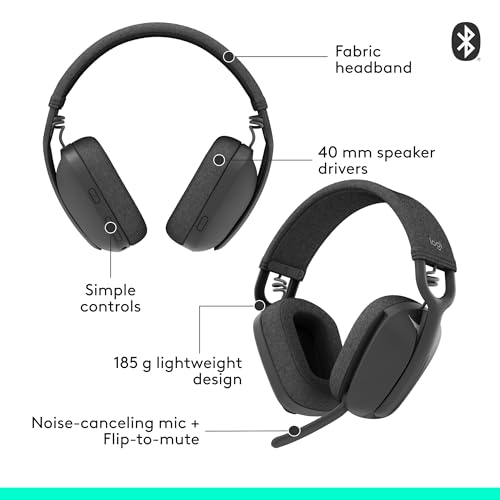 Logitech Zone Vibe 100 Wireless Over Ear Headset with Noise Canceling Microphone, Off White A852