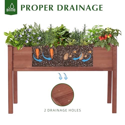 Raised Garden Bed with Legs 40x20x31 Outdoor Wood Planter Box N314255