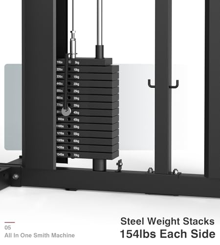 DONOW Smith Machine with Weight Stacks Power Cage Squat Rack Home Gym Y361