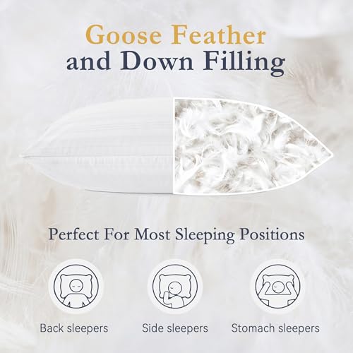puredown® Goose Feathers and Down White Pillows King Size Set of 2 G471477