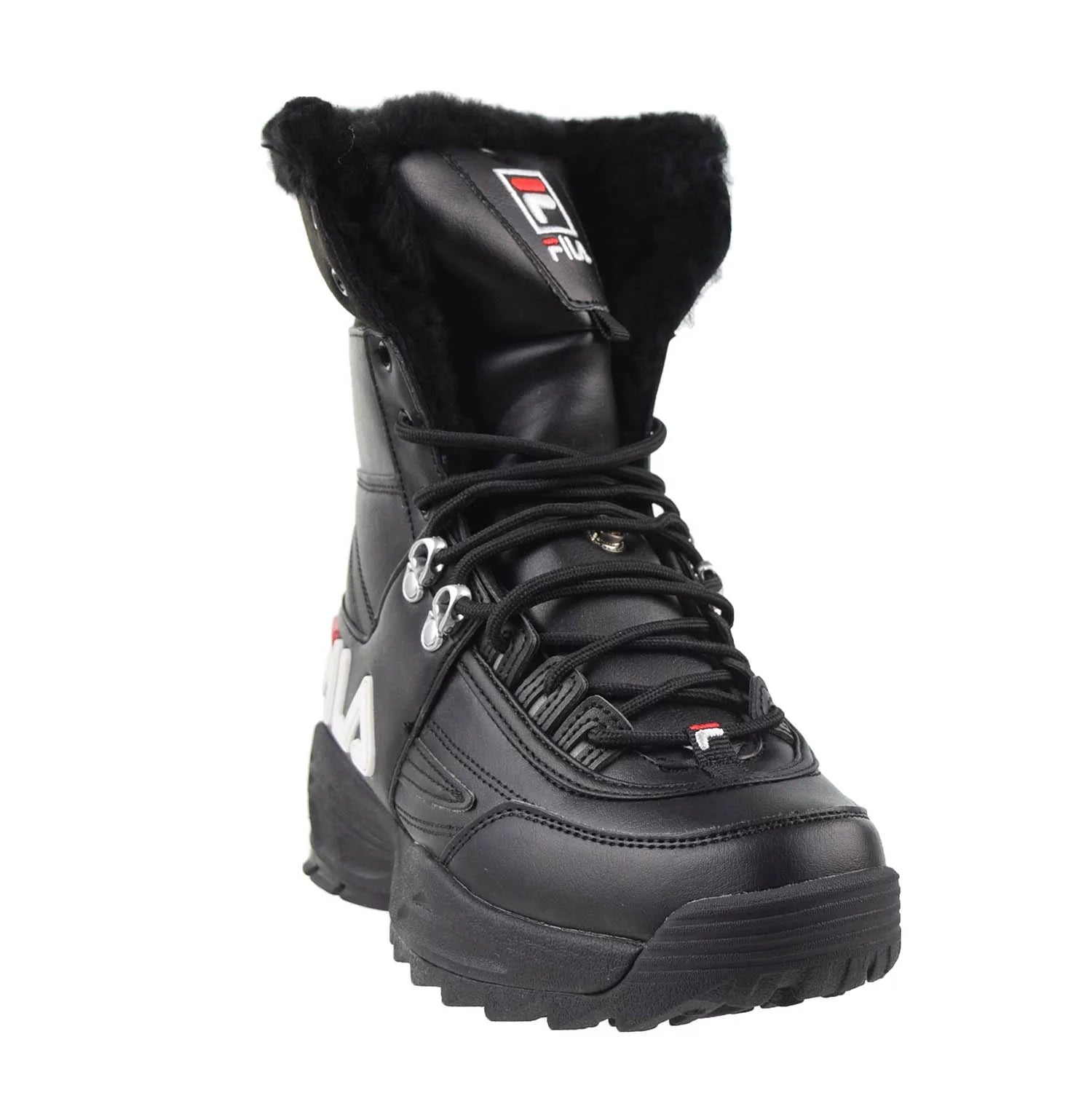 Fila Disruptor Shearling Women's Boots Black-White-Red S1728