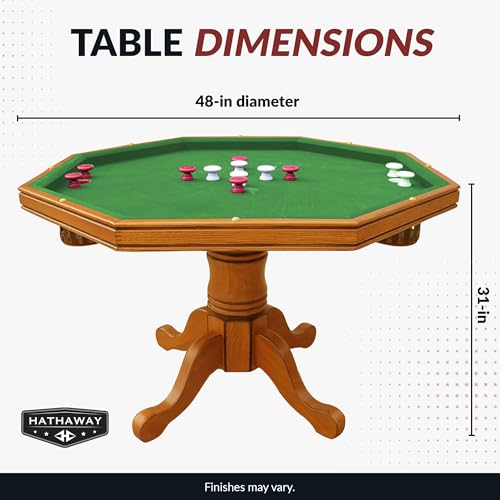 Hathaway Kingston 3 in 1 Octagon Poker, Dining & Bumper Pool Table, Oak M25696