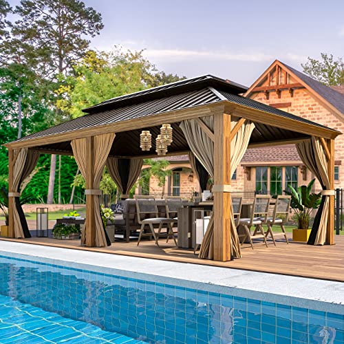 EROMMY 14'x20' Hardtop Gazebo Double Roof Galvanized Steel Outdoor Pavilion G3084