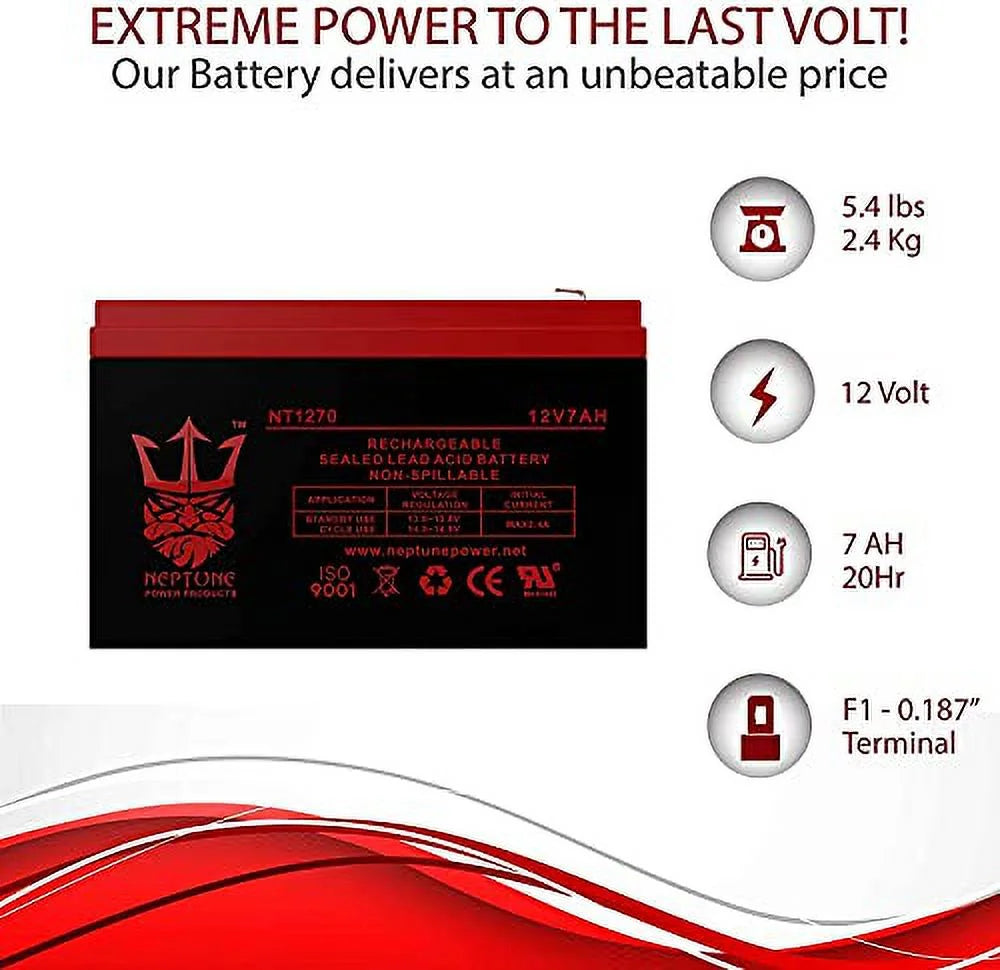 Neptune Replacement Razor MX350/ZR350 Battery 12V 7AH 2 Pack U609
