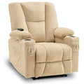 MCombo Zero Gravity Power Recliner Chair with Heat and Vibration Massage, USB & Type C Ports, Cup Holders, Fabric 8015 (Brown) Z599462