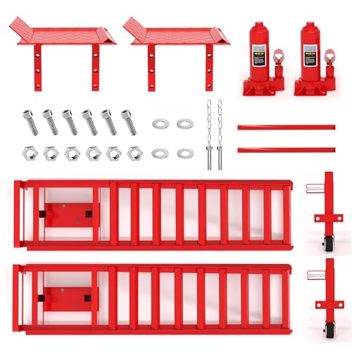 2 Pack Hydraulic Car Ramps 11050LBS High Lift 9"-14.2" Heavy Duty Steel M6524