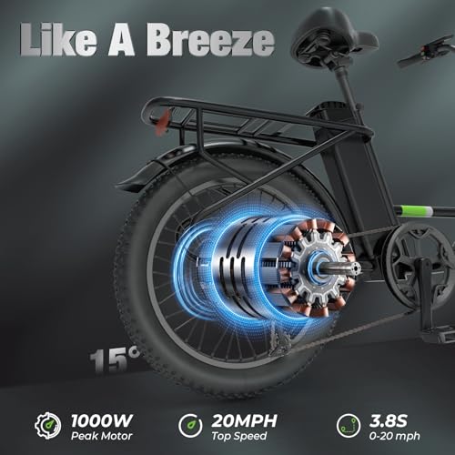 isinwheel U1 Folding Electric Bike, 500W Motor, 20 mph, Black O499