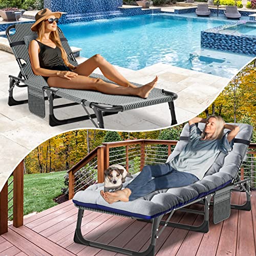 NAIZEA Folding Camping Cot for Adults, Adjustable Reclining Chair N72576