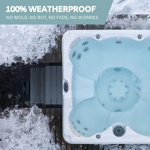 Hot Tub Steps - Wood-Looking Plastic, Waterproof, Gray Non-Slip P3707