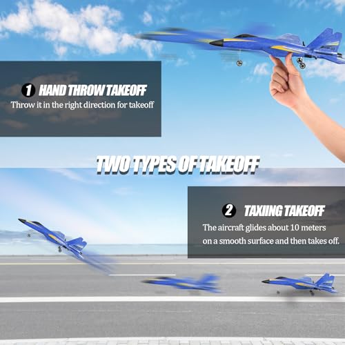 Remote Control Airplane 2 Channel Foam RC Glider for Kids Beginners Blue G3553