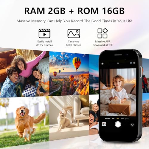 Mini Phone 4G Unlocked Small Smartphone 3.0" Touch Screen Dual SIM 2GB+16GB Black P776944