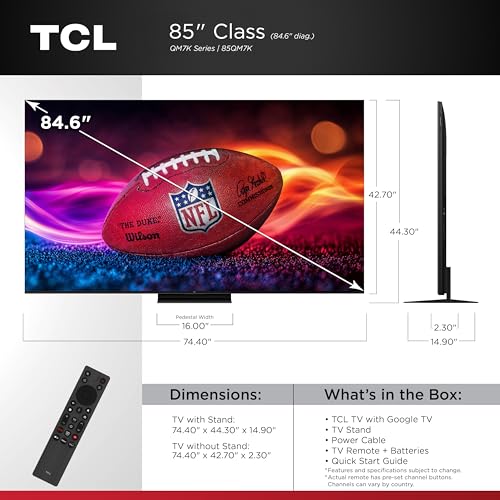 TCL 55-Inch Class QM7K Series QD-Mini LED 4K UHD Google Smart TV S7338