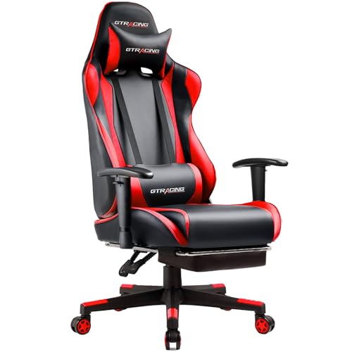 GTRACING Gaming Chair with Footrest, Ergonomic Reclining, Blue C551