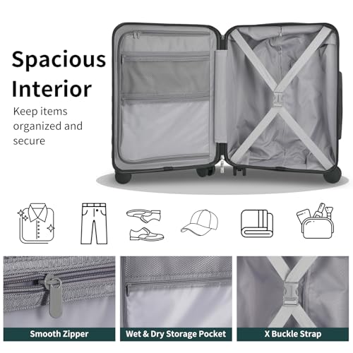 Lightweight 3-Piece Hardshell Luggage Set with Spinner Wheels & TSA Lock, Light Avocado Green B502471
