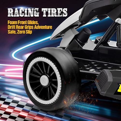 24V Electric Go Kart for Kids with 400W Motors, EVA Tires, Rose Red N76721