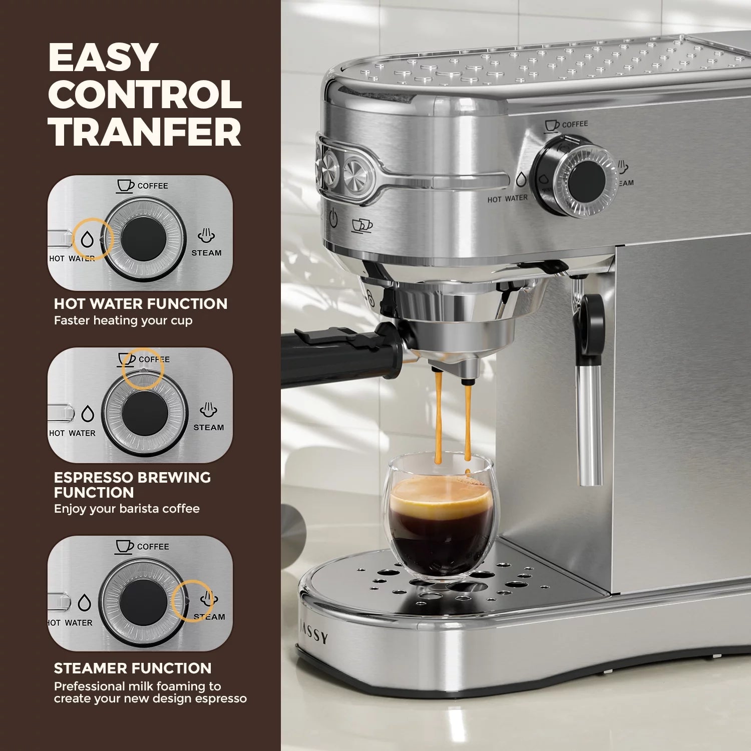 Espresso Coffee Maker 20 Bar with Milk Frother V403