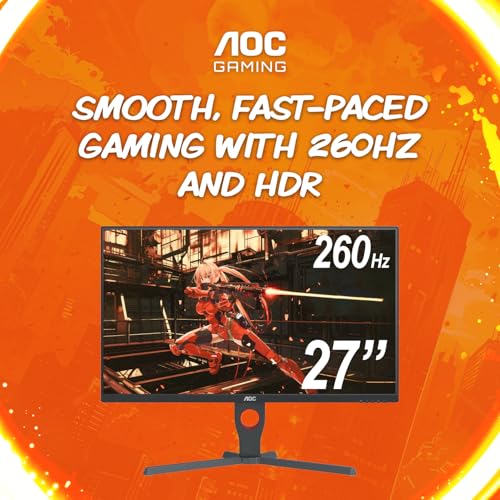 AOC 24G4 24" Gaming Monitor, Full HD IPS, 180Hz 1ms Y482158