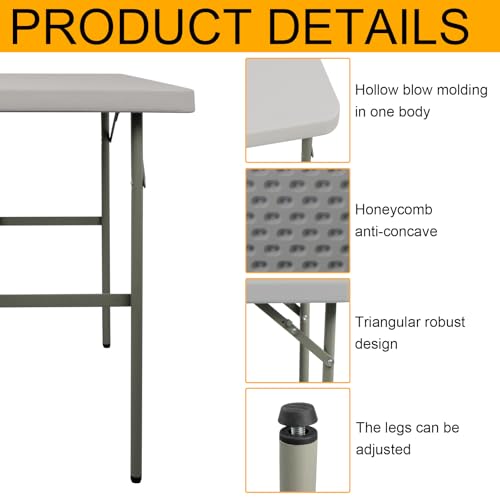 3ft Rectangular Plastic Folding Table for Indoor Outdoor Use A448