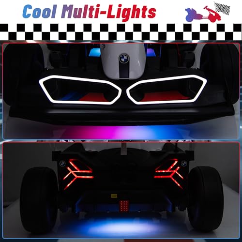 BMW Licensed 24V Electric Drift Go Kart for Kids Ages 6-12, White S1857