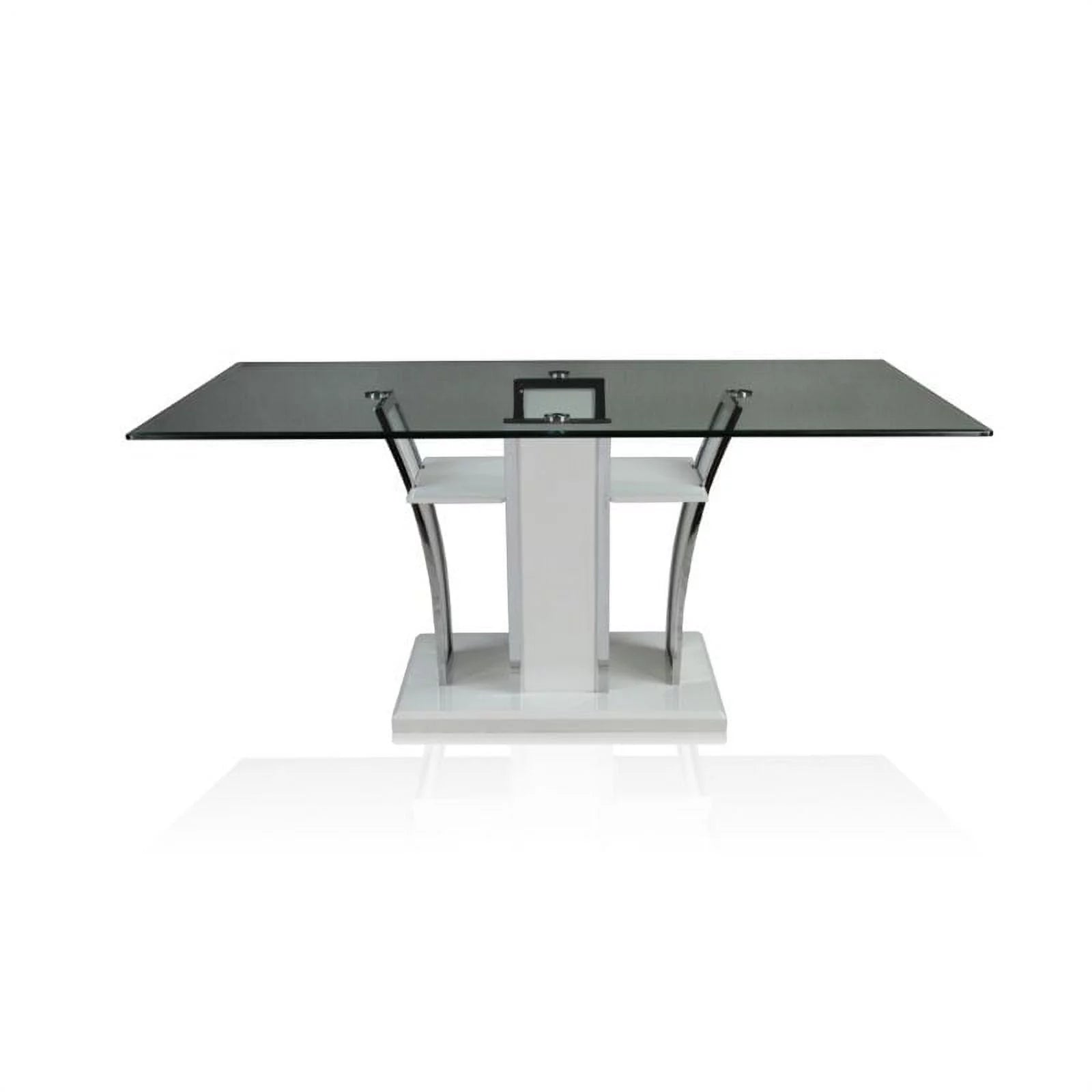 Furniture of America Valery Glass Top Dining Table White Y3586