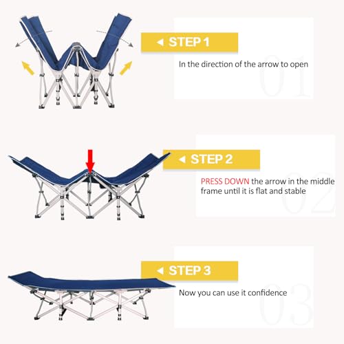 Camping Cot with Thick Pad, Folding Bed, Heavy Duty with Carry Bag I101