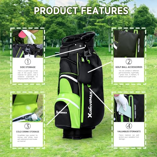 Golf Bag Stand & Cart Bag for Men Women Lightweight with Rain Cover H8950