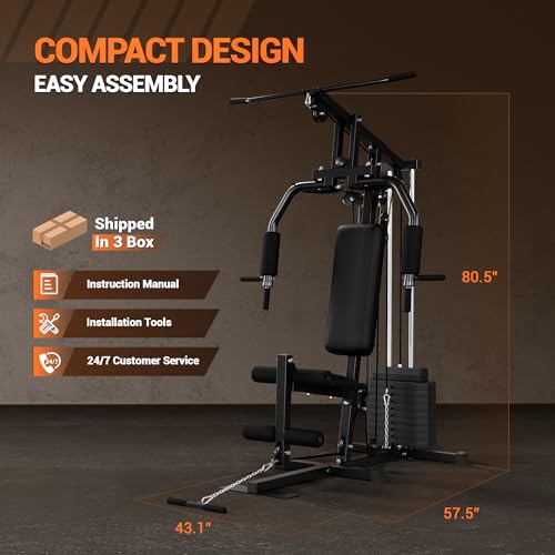 150LBS Home Gym Station with Pulley System for Full Body Strength Training Q31223