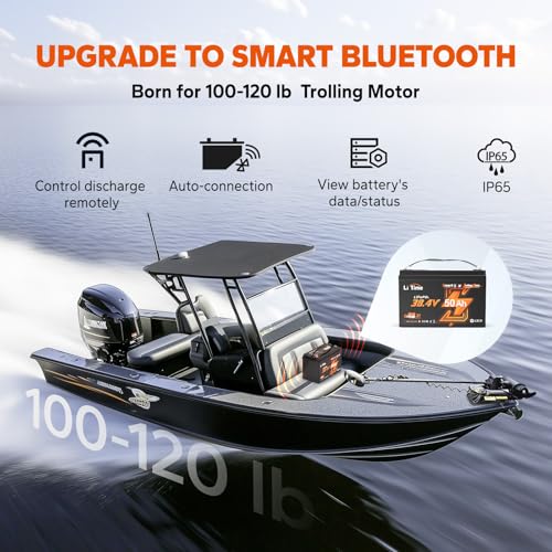 LiTime 36V 50Ah LiFePO4 Trolling Motor Battery with Bluetooth and Low-Temp Protection C53701