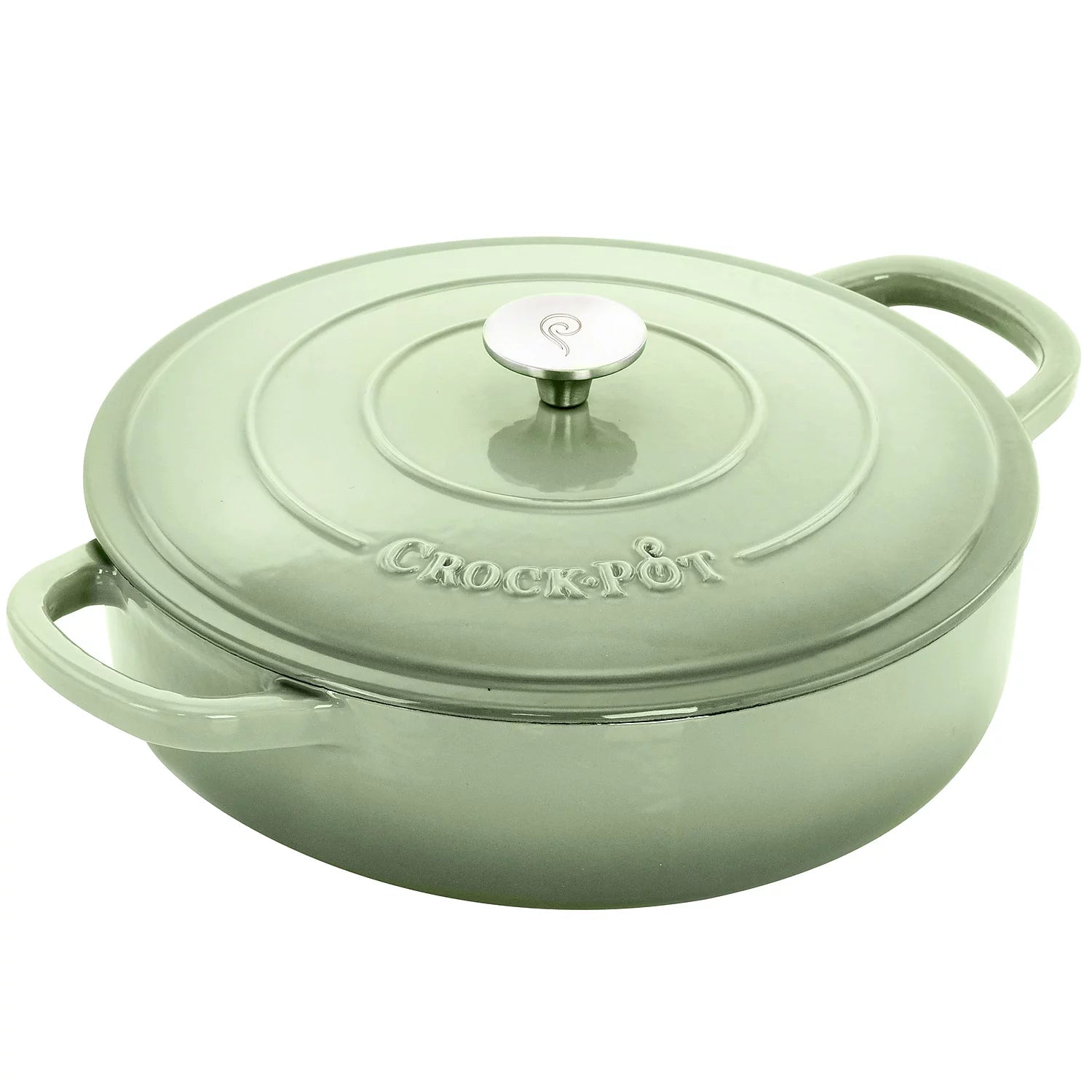 Crock Pot Artisan 5 Quart Enameled Cast Iron Braiser Pan with Lid, Pistachio Green T9166