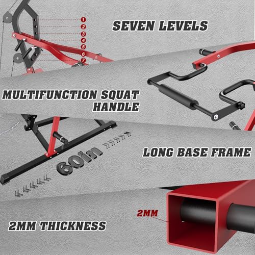 DONOW Leverage Gym Power Rack Squat Rack with LAT Low Row System Home Gym Workout Station O450515
