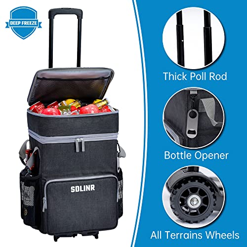 72-Can Rolling Cooler, Leakproof Insulated Bag with Wheels and Handle H114353