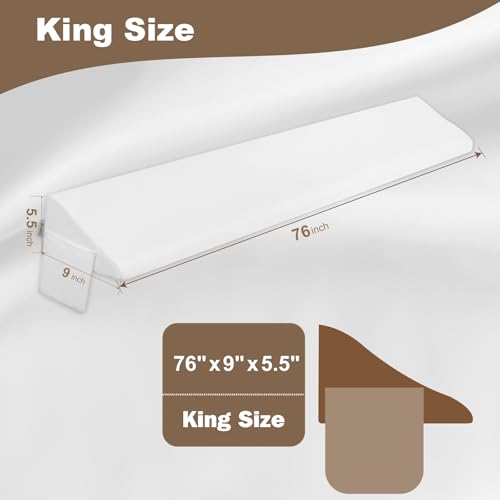 Vekkia King Bed Wedge Pillow for Headboard Mattress Gap Filler, Blue 76"x10"x6" C139495