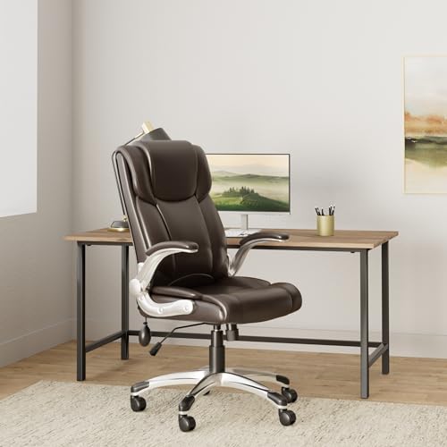 COLAMY Executive Ergonomic Office Chair with Bonded Leather and Flip-up Armrests A775113