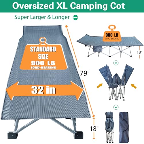 Camping Cot with Thick Pad, Folding Bed, Heavy Duty with Carry Bag I101