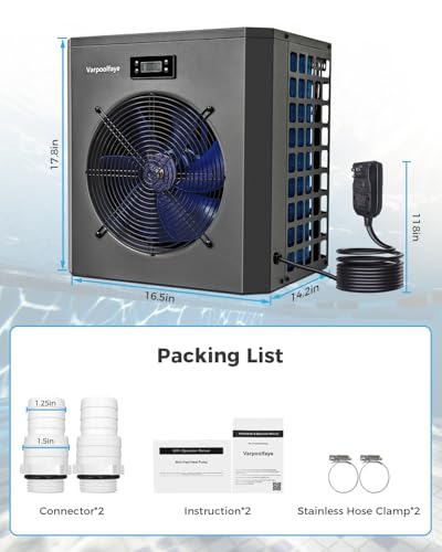 27000 BTU Electric Pool Heater for Above Ground & Inground Pools, WiFi Control, 120V U93482