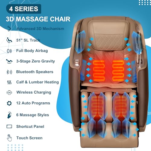 3D Massage Chair Full Body Zero Gravity Shiatsu Recliner with Heating O92367