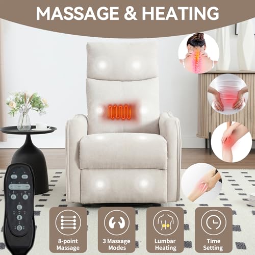 Massage Chair Recliner with Heat, Swivel Rocking, High Back Fabric Black V2333
